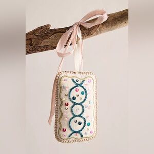 Free People Toaster Pastry Ornament Pink Sequin Beaded Holiday Decor NWT